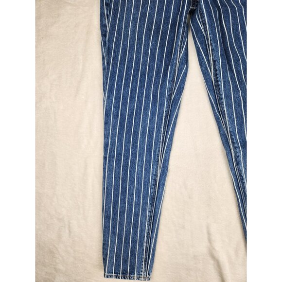 American Eagle Mom Jeans Womens 00 Blue White STRIPED Denim HIGH RISE 24 X 27 - Picture 3 of 16